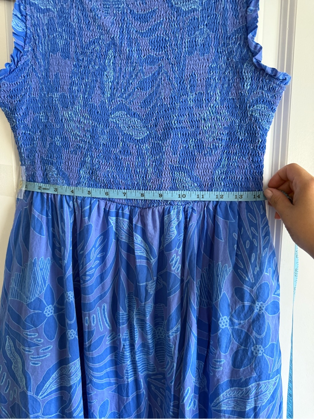 Sugarlips Warren Floral Cecil Smocked Sleeveless Sun Dress, sz. L, pockets! - Picture 16 of 16